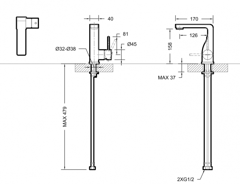 Смеситель для умывальника ARC F16061C-2-ENG bravat - Вид №1
