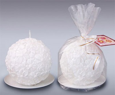 0559 Свеча шар "Цветочный" № 1 8 см 31 г белый Омский Свечной 