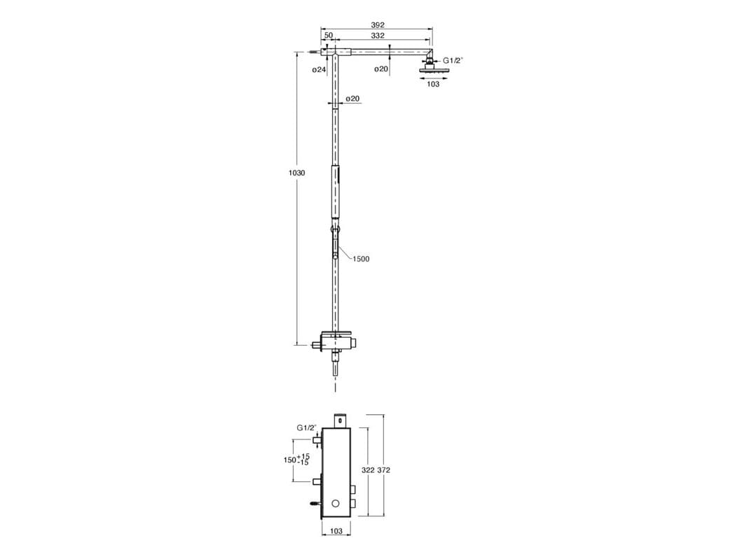 Термостатическая настенная душевая колонна с ручным душем CRISTINA Rubinetterie душевые колонны-Shower &amp ARCH-00088089 - Вид №2