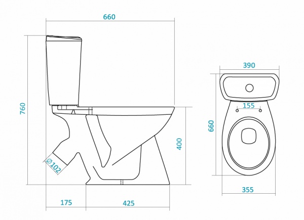 101689 Компакт унитаз с бачком Белый SANTEK  Россия  - Вид №1