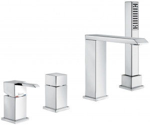 38120CR Смеситель Sicily с ручным душем для установки на борт ванны, 4 отверстия, цвет хром