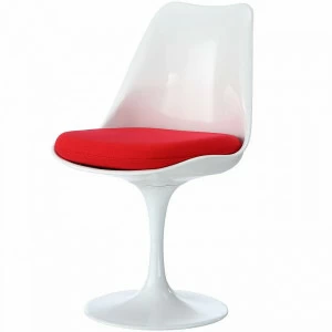 Стул пластиковый белый с красной подушкой Eero Saarinen Style Tulip Chair SOHO DESIGN ДИЗАЙНЕРСКИЕ, TULIP 131548 Белый;красный