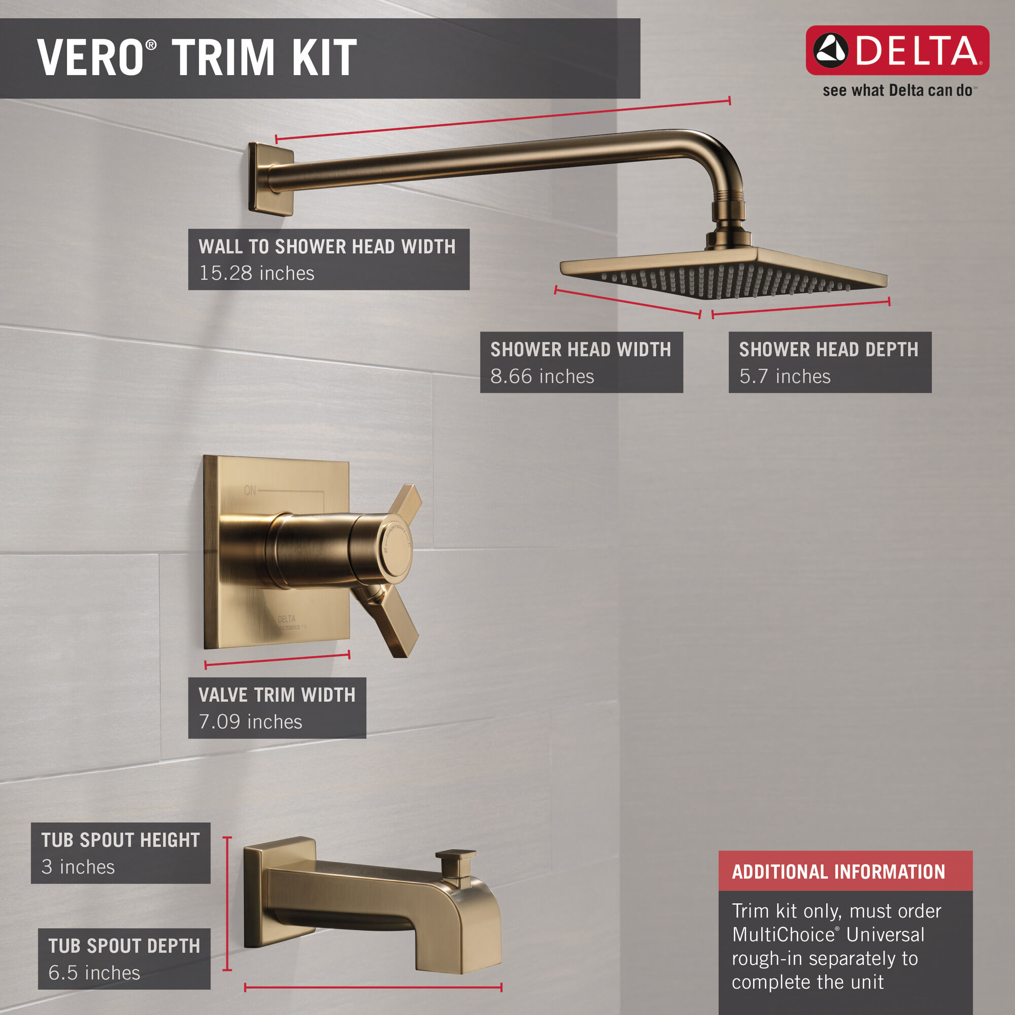 T17T453-CZ-WE Для ванны и душа TempAssure® серии 17T Delta Faucet Vero Шампанское бронза - Вид №1
