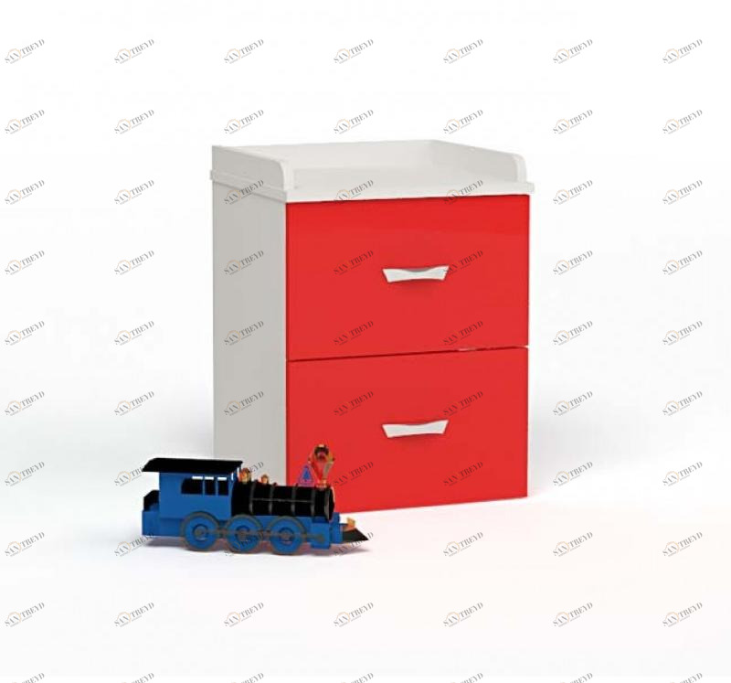 Тумба прикроватная ABC-KING белый каркас, красный фасад 4631147959072