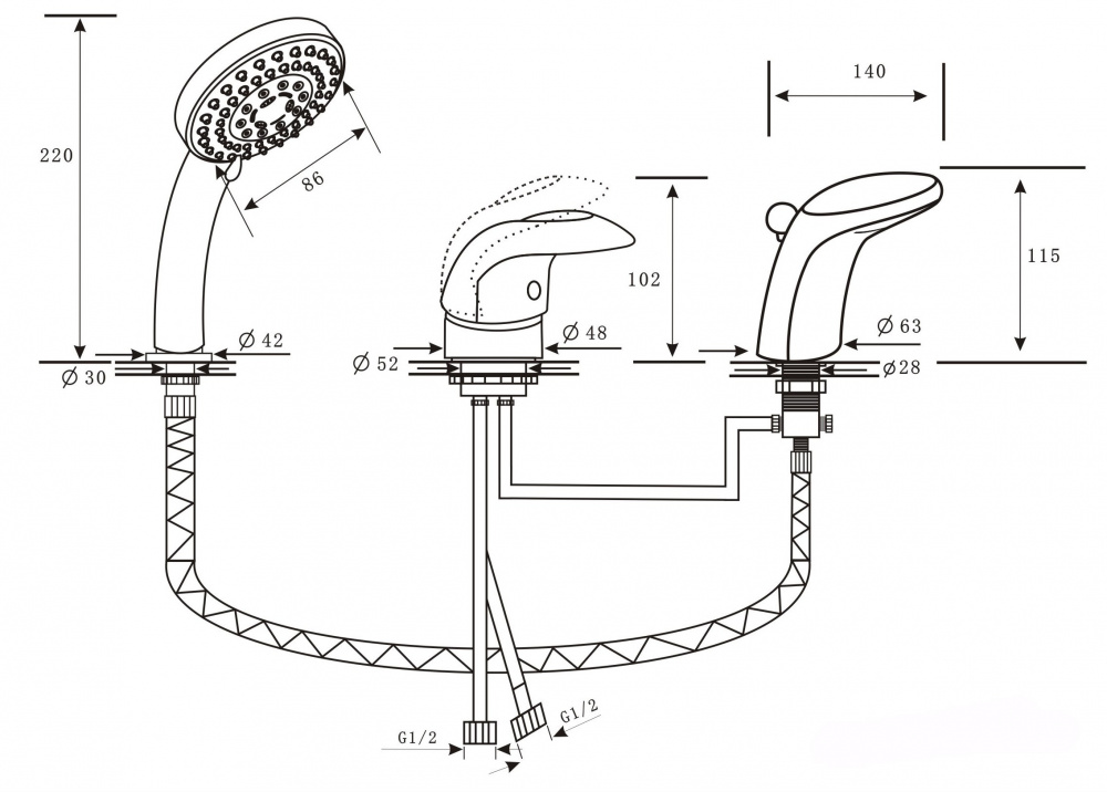 Каскадный смеситель ALPEN Cobra золото AS1204G - Вид №1