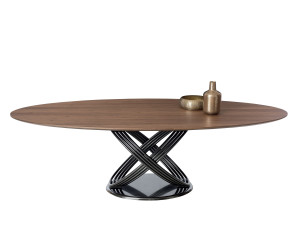 Овальный обеденный стол из стали и дерева