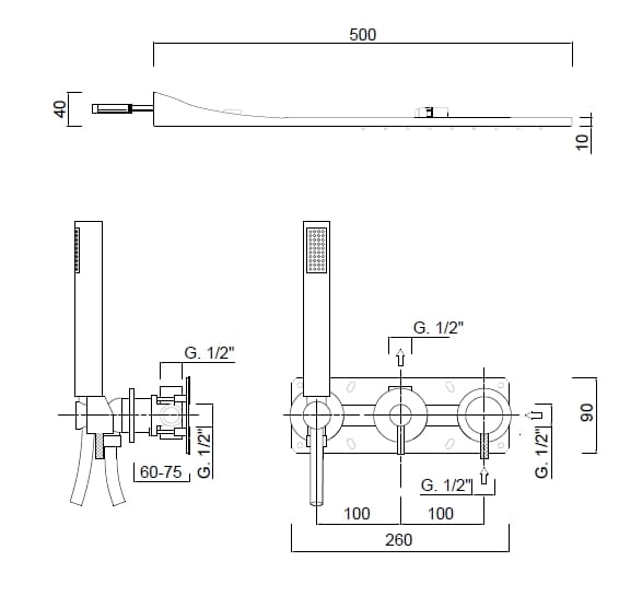 Встраиваемый набор для душа с ручным душем Rubinetteria Giulini My Future Deluxe ARCH-00095359 - Вид №1