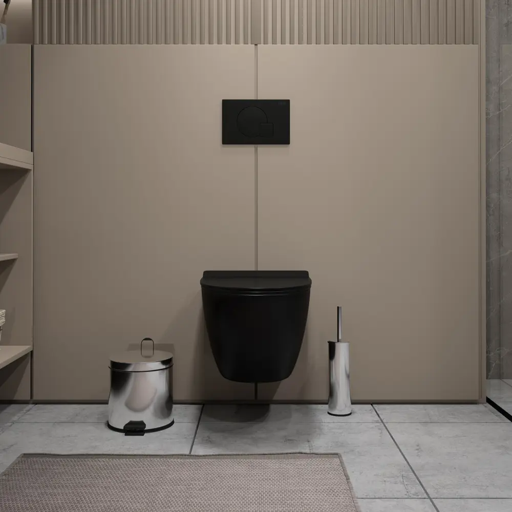 Комплект инсталляции AM.PM Tech с унитазом безободковым Teymi Tiko клавиша AM.PM Tech M серебристая STLM-2085684 - Вид №3