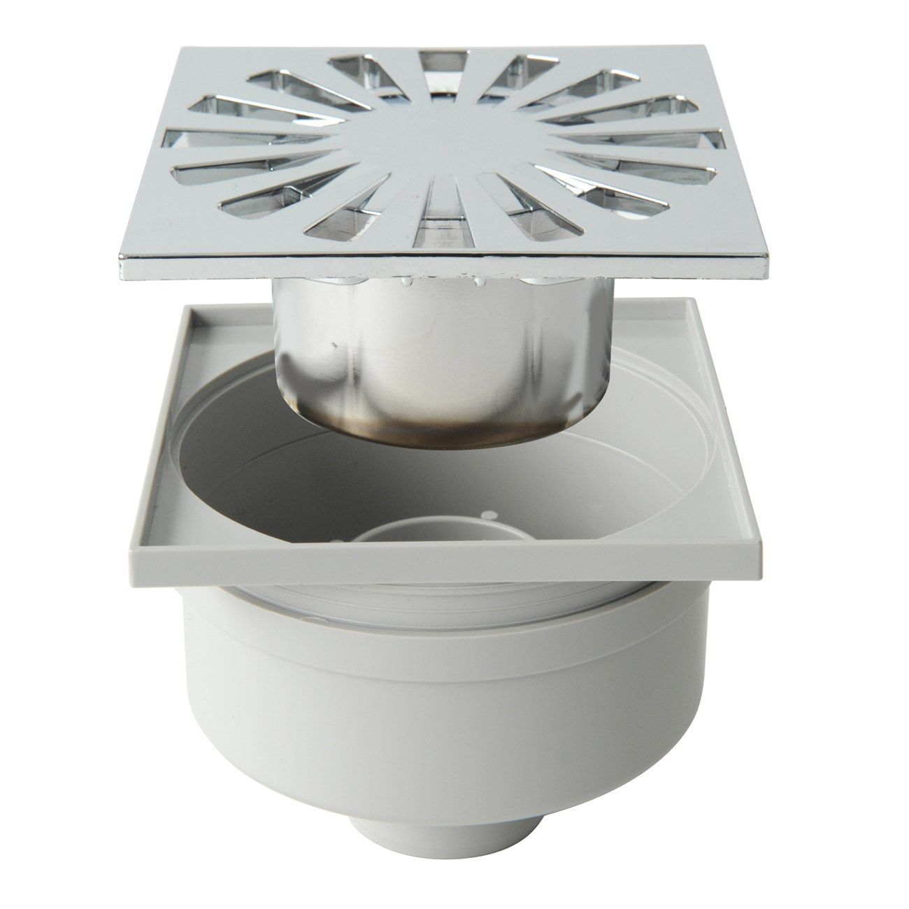 ABS сифонированная крышка люка с хромированной решеткой и вертикальным выхлопом First Corporation First Plast ARCH-00148473 - Вид №1