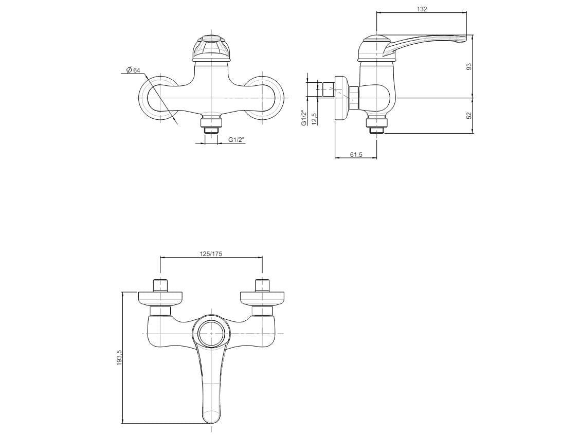 Однорычажный открытый смеситель для душа Rubinetterie Frattini Morgan ARCH-00135459 - Вид №4