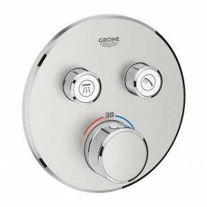 Внешняя часть термостатического смесителя для душа GROHE Grohtherm SmartControl на два выхода, суперсталь (29119DC0)
