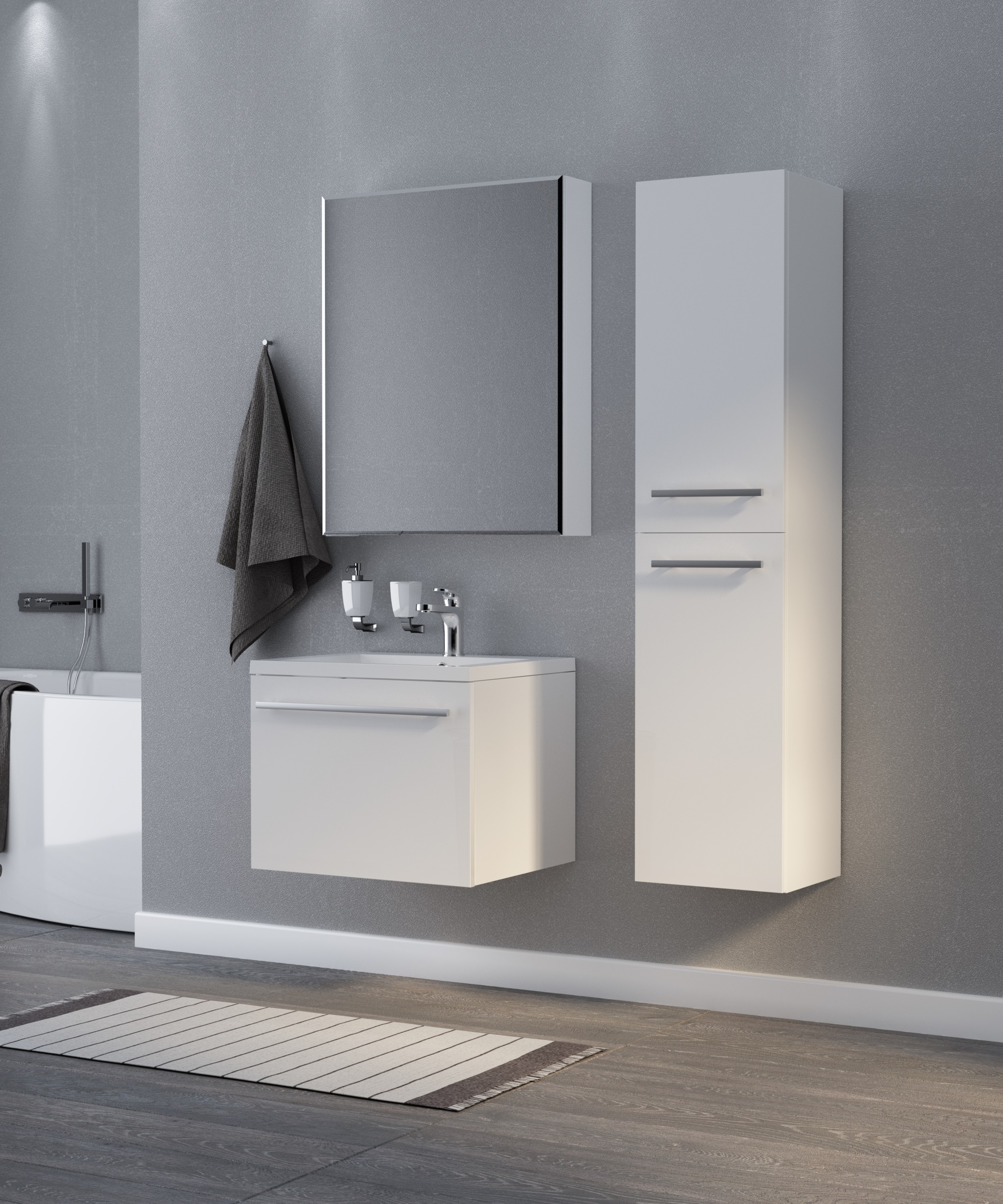 У23257 Шкаф - Пенал Соната 35П, 2д, б/к Белый глянец 1 Marka Соната  - Вид №1