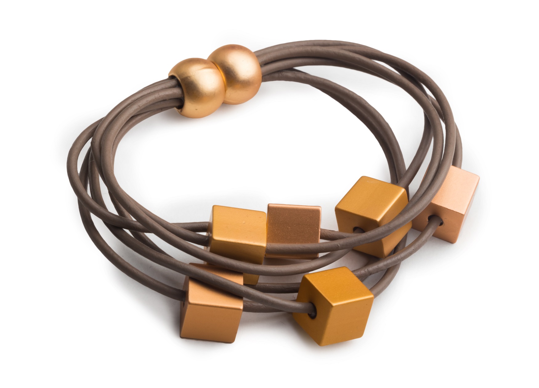 MIX_1993_2 Браслет кожа, металл, кубики 6 кубиков, 3 цвета Mix Culture Santreyd 