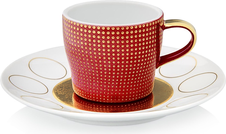 10609566 Furstenberg Набор чашек для эспрессо с блюдцами Furstenberg "Лунный свет" 70мл (желтая и красная), 2 шт, п/к Фарфор 