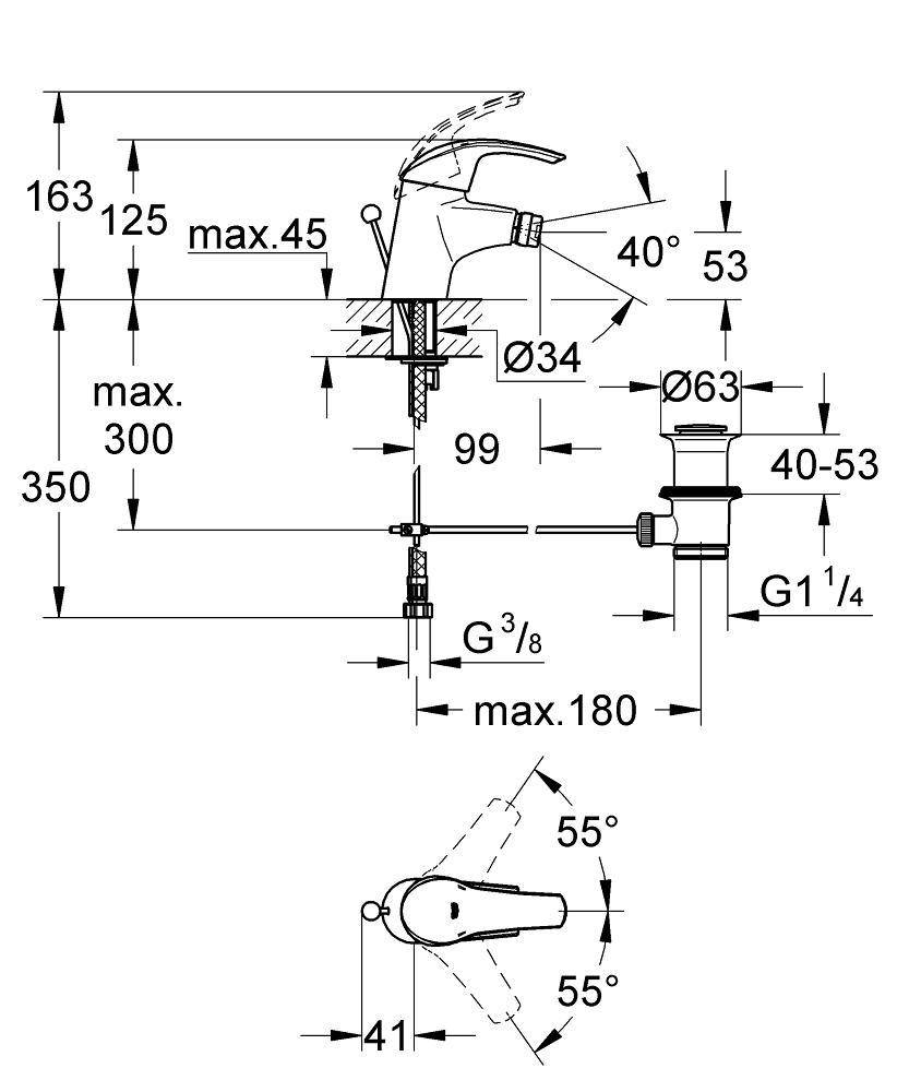 32929001 Смеситель для биде Grohe Eurosmart хром - Вид №1