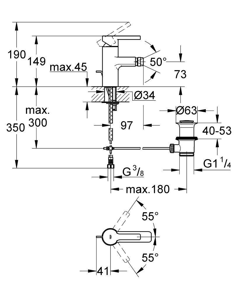 33848000 Смеситель для биде Grohe Lineare хром - Вид №1