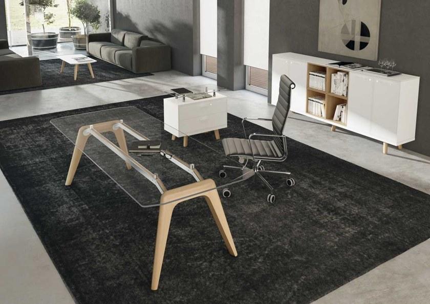 Bralco Прямоугольный письменный стол из стекла Rail sun-id-1443360 - Вид №2