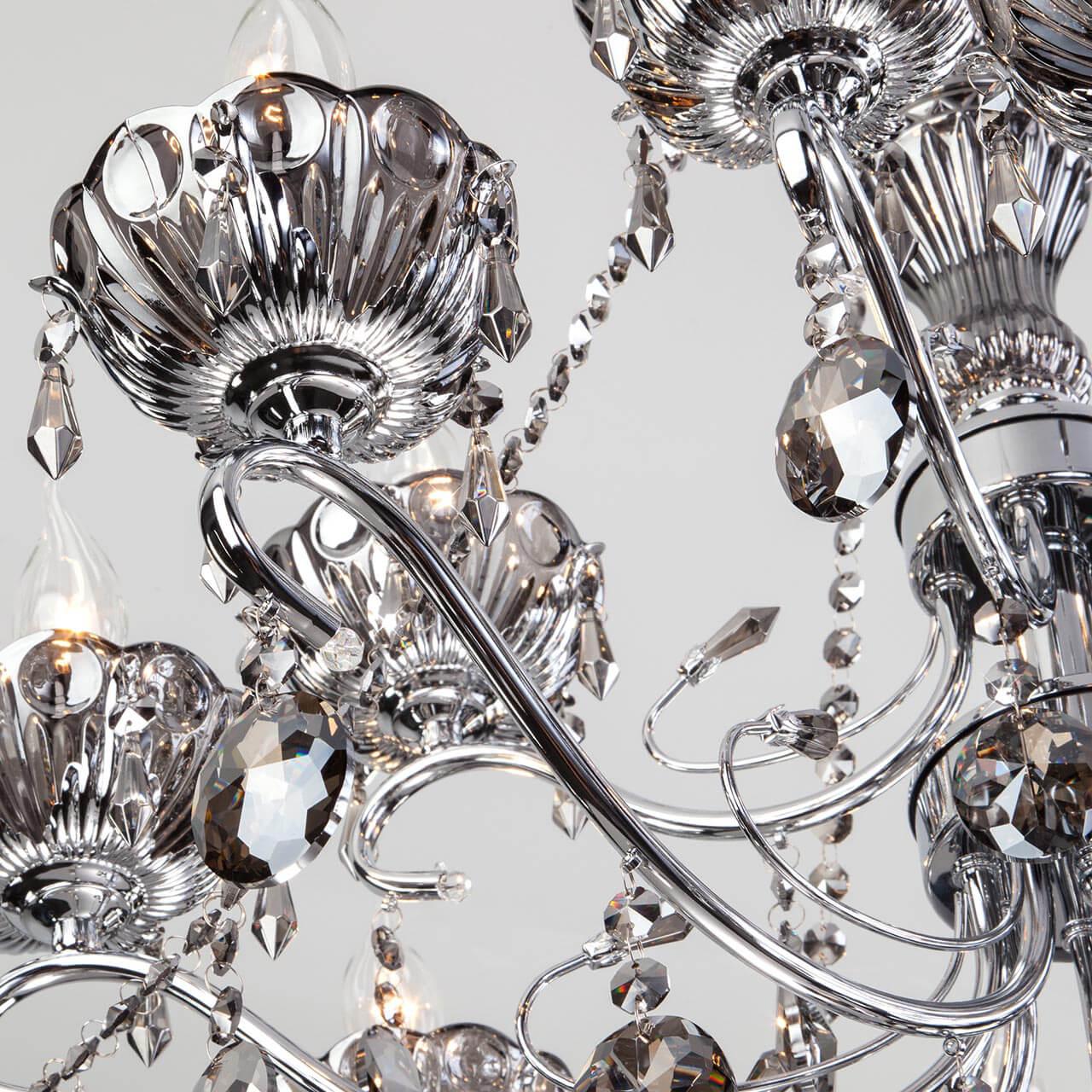 Подвесная люстра Eurosvet Teodore 10103/12 хром/дымчатый хрусталь Strotskis EUROSVET ДИЗАЙНЕРСКИЕ, TEODORE 00-3888059 Прозрачный  - Вид №1