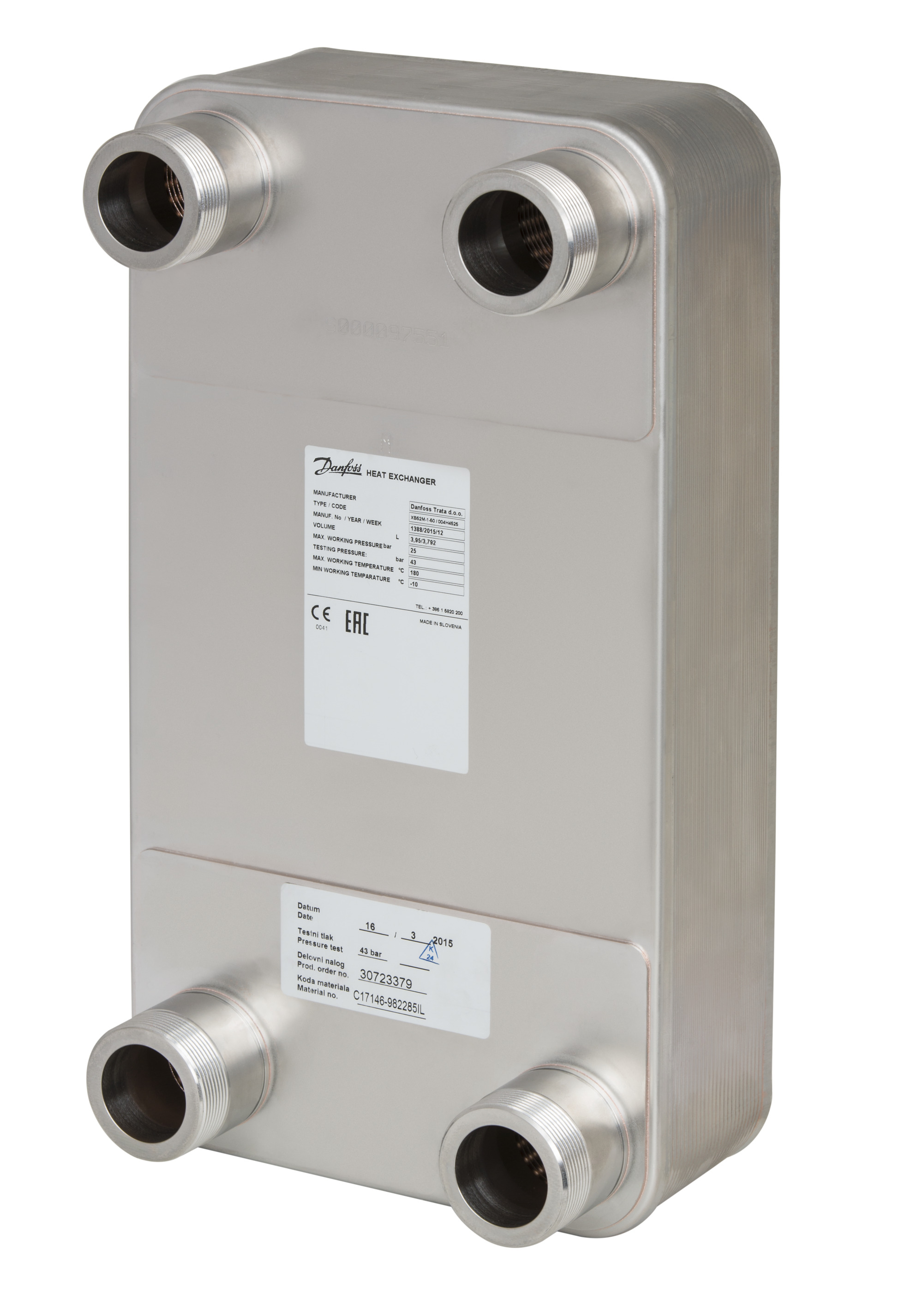 Danfoss Паяный пластинчатый теплообменник серии XB52M XB 52M-1-40 PN25 паяный ТО G2 004H4524  - Вид №9