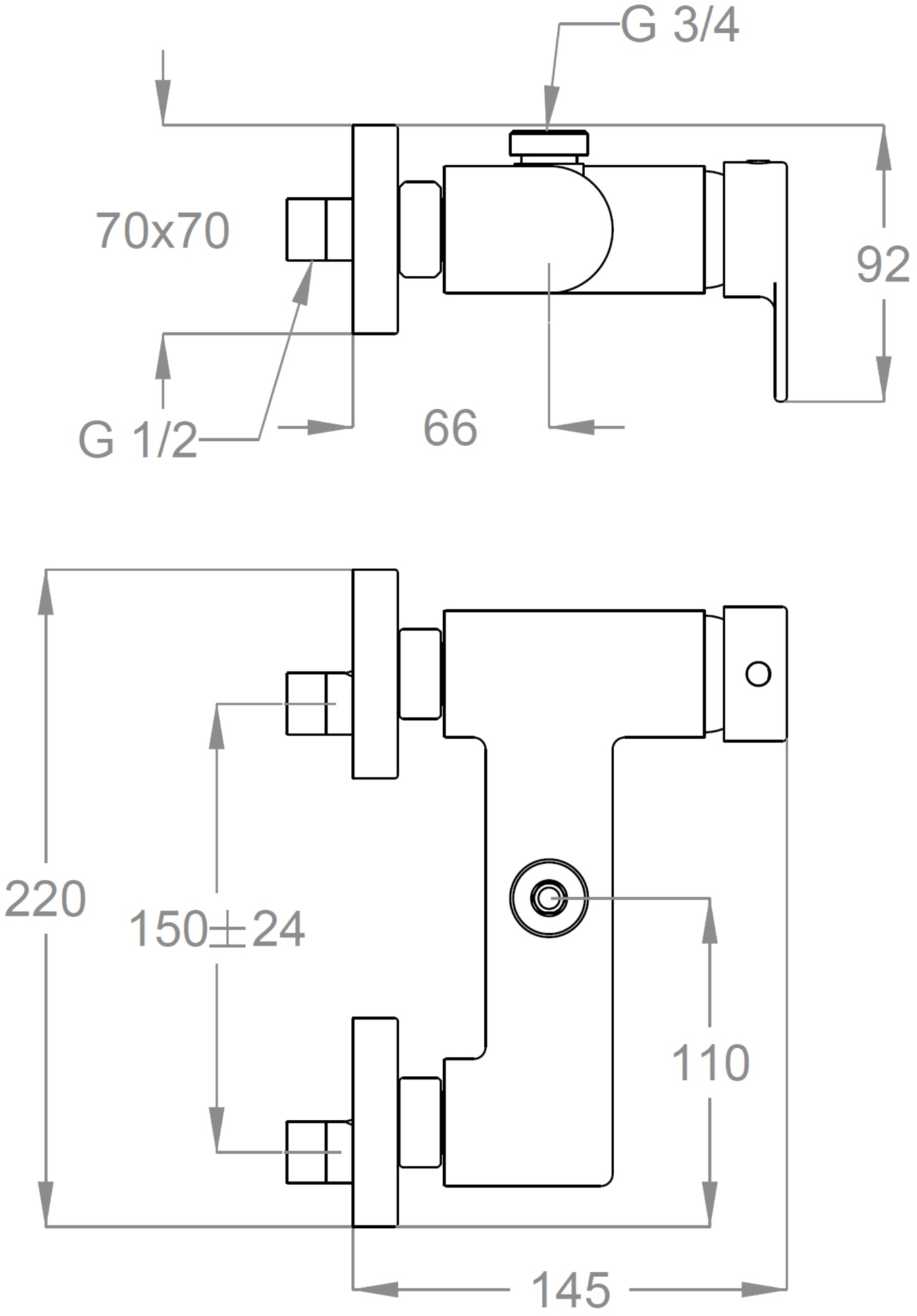Fir Italia Внешний смеситель для душа из латуни на 2 отверстия Doda 67 6754060 - Вид №1