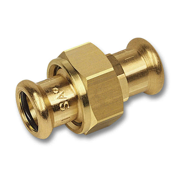1833035 SANHA 8330 пресс-фитинг, бронза, сгон ВПр-ВПр с плоск.упл. 35 мм  - Вид №1