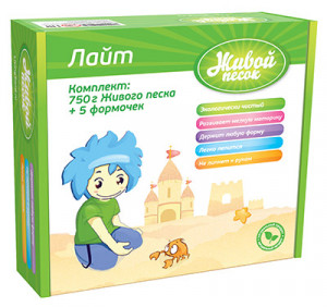 2588 Лайт 02 750 г.+ 5 формочек (масса для лепки) Живой песок