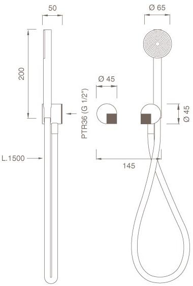 Ceadesign Настенный смеситель для ванны / душа с ручным душем Duet Det 71y - Вид №2