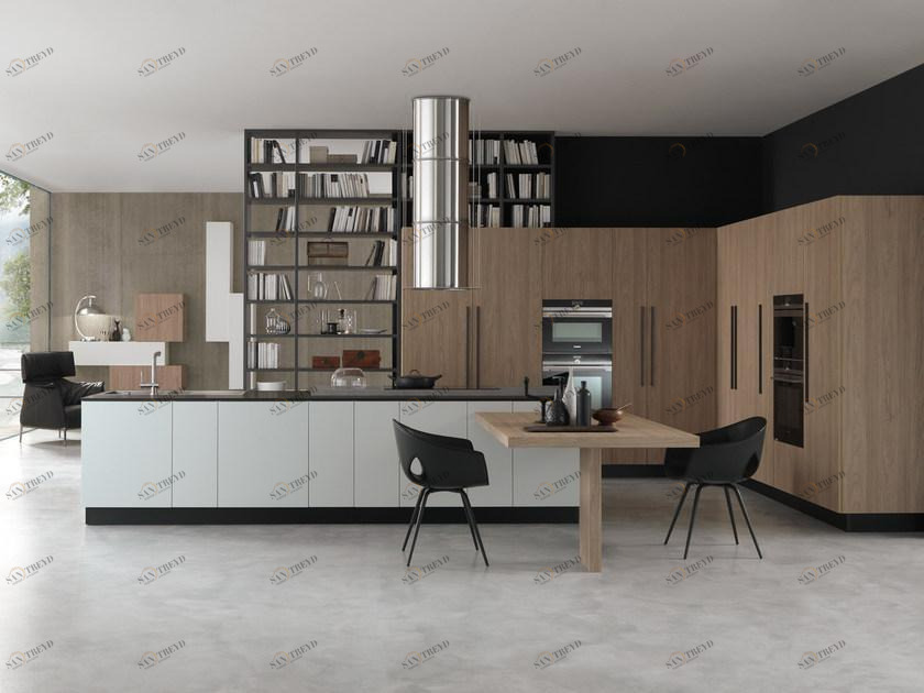 Floritelli Cucine Лакированная оборудованная кухня HPL с островом Prima sun-id-1508321