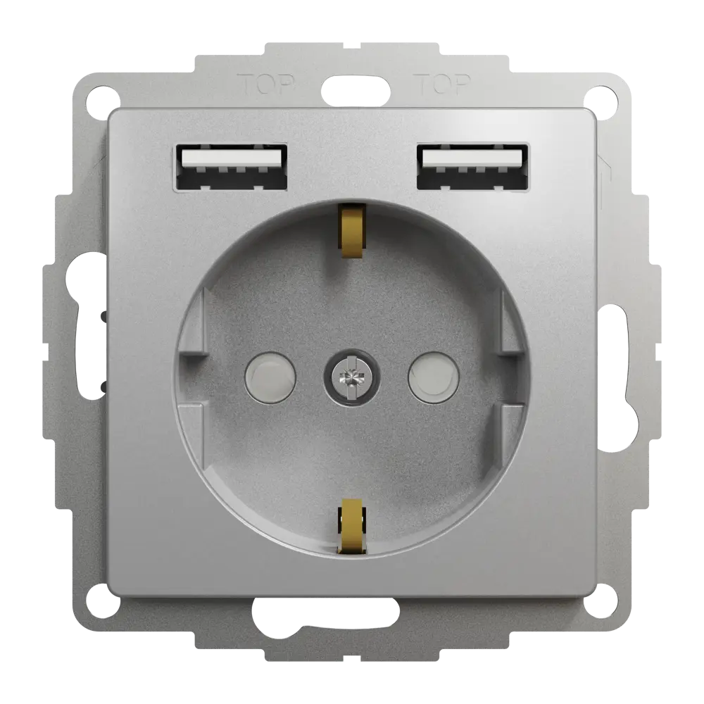 Розетка встраиваемая Systeme Electric Sedna Design с заземлением разъем USB, цвет алюминий 84794313 STLM-2018911