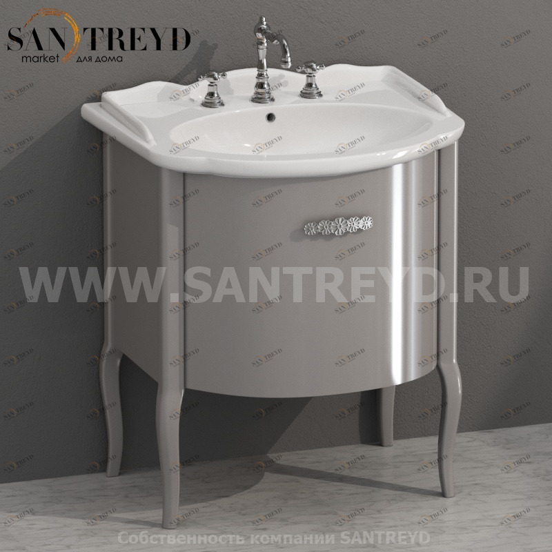 PS071CT Напольная тумба 80 см цвет Серебряный пион Globo Paestum Италия Ceramica Globo