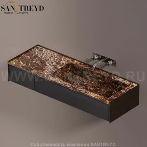Agape DR Раковина столешница 140 см, с 2-мя выдвижными ящиками. Отделка: темная бронза , коричневый мрамор и темный дуб ADRP14DBREDRW