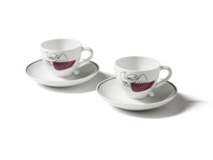 Набор фарфоровых кофейных чашек с блюдцем