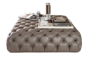 Кожаный прямоугольный пуф с Капитоном