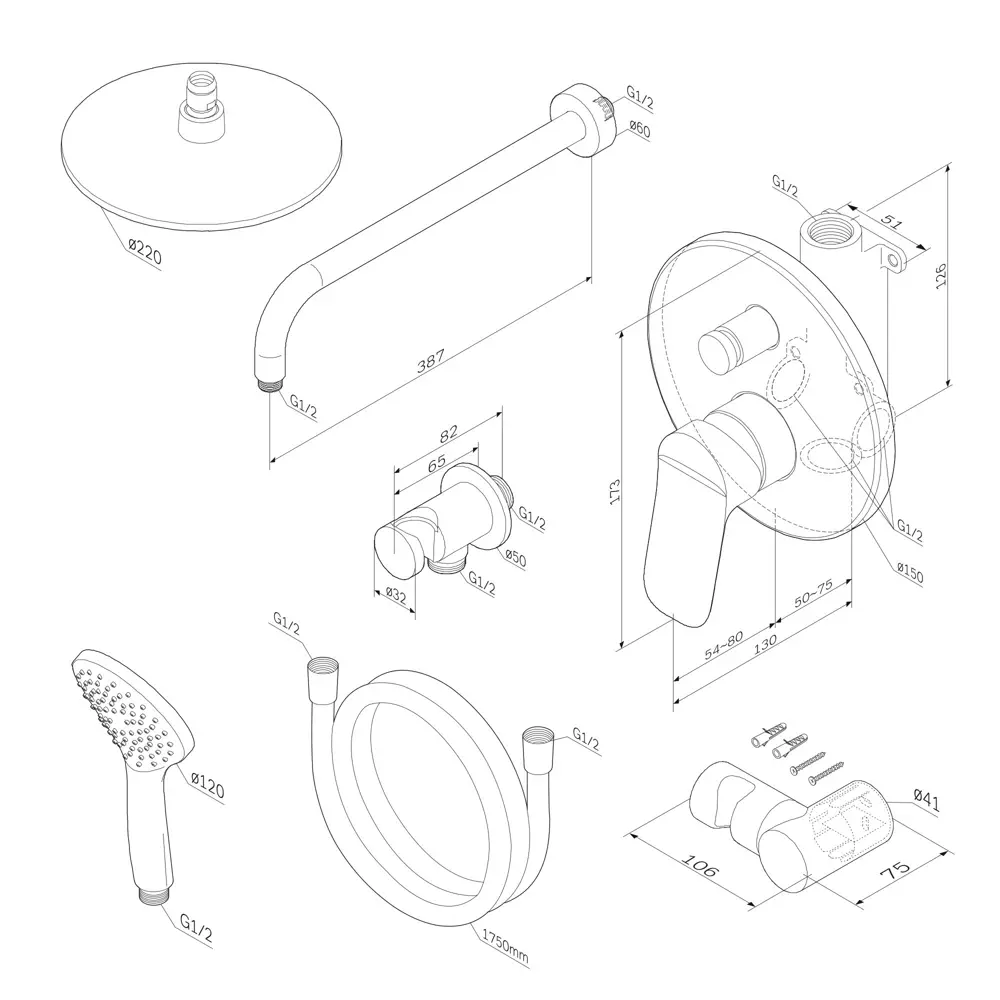 89346529 Душевая система AM.PM Moxie FB9M1RH00 скрытого монтажа цвет хром STLM-0987723  - Вид №12