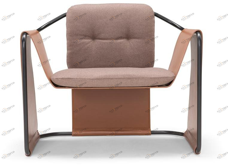 AMURA Кресло из кожи и ткани с подлокотниками sun-id-1513902