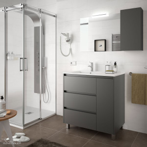 85119 SALGAR Комплект мебели для ванной ARENYS 855 MATT GREY + Раковина + Зеркало + Свет Мэтт Грей
