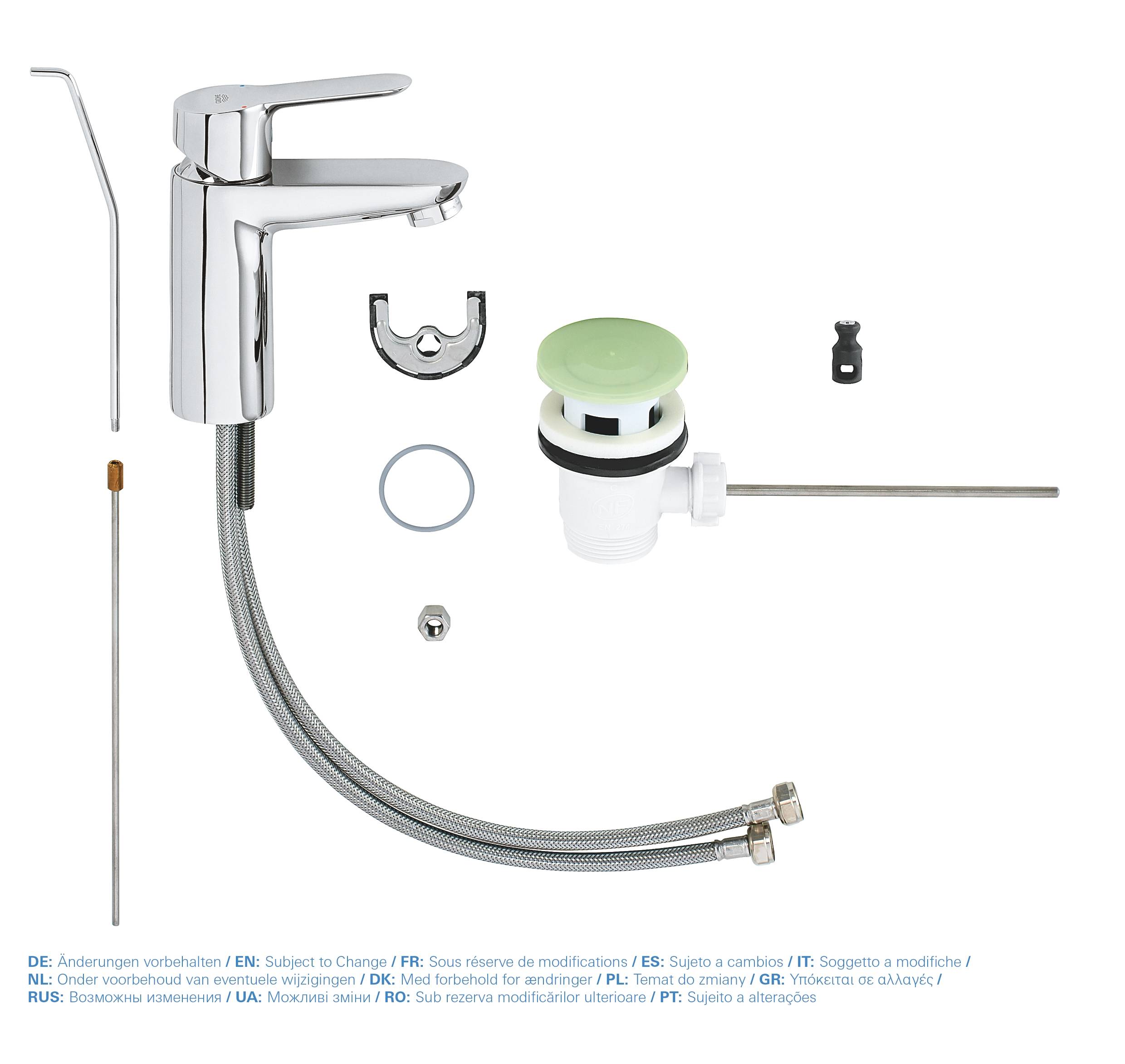 Смеситель для раковины GROHE StartEdge со сливным гарнитуром, хром (23342000) - Вид №2