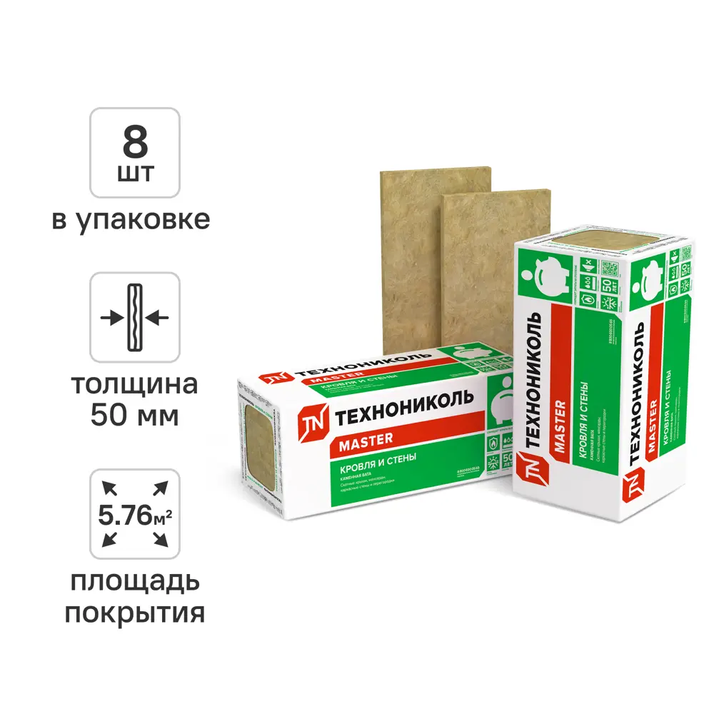 Утеплитель Технониколь Кровля и Стены 50 мм 8 шт 600x1200 мм 5.76 м² STLM-2053343