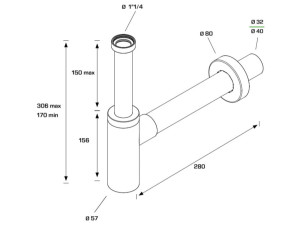 Сифон из нержавеющей стали для умывальника