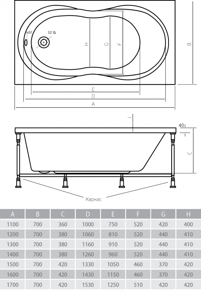 Акриловая ванна ALPEN Mars 150 AVP0014 - Вид №2