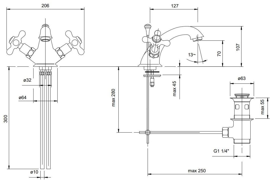 ZAZZERI Смеситель для раковины на одно отверстие с отдельными розетками 800 sun-id-1439578 - Вид №2