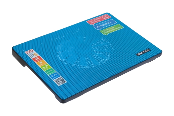 IP5 Blue laptop cooling (15,6", 1x(160x160), 2xusb, 4 led backlight, black plastic+metal mech) STM Santreyd  - Вид №10