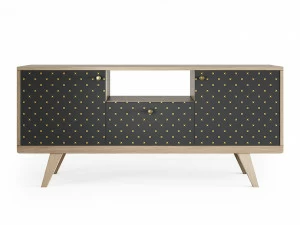 Тумба под телевизор с ящиком коричневая с принтом Thimon THE IDEA  210233 Бежевый;черный