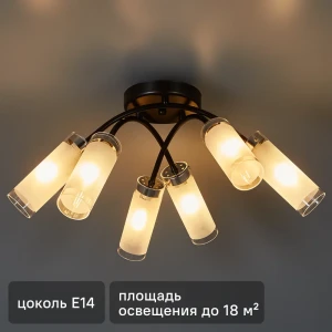 Потолочная люстра Люпин КС30098/6C, 6 ламп, 18 м², цвет белый/чёрный