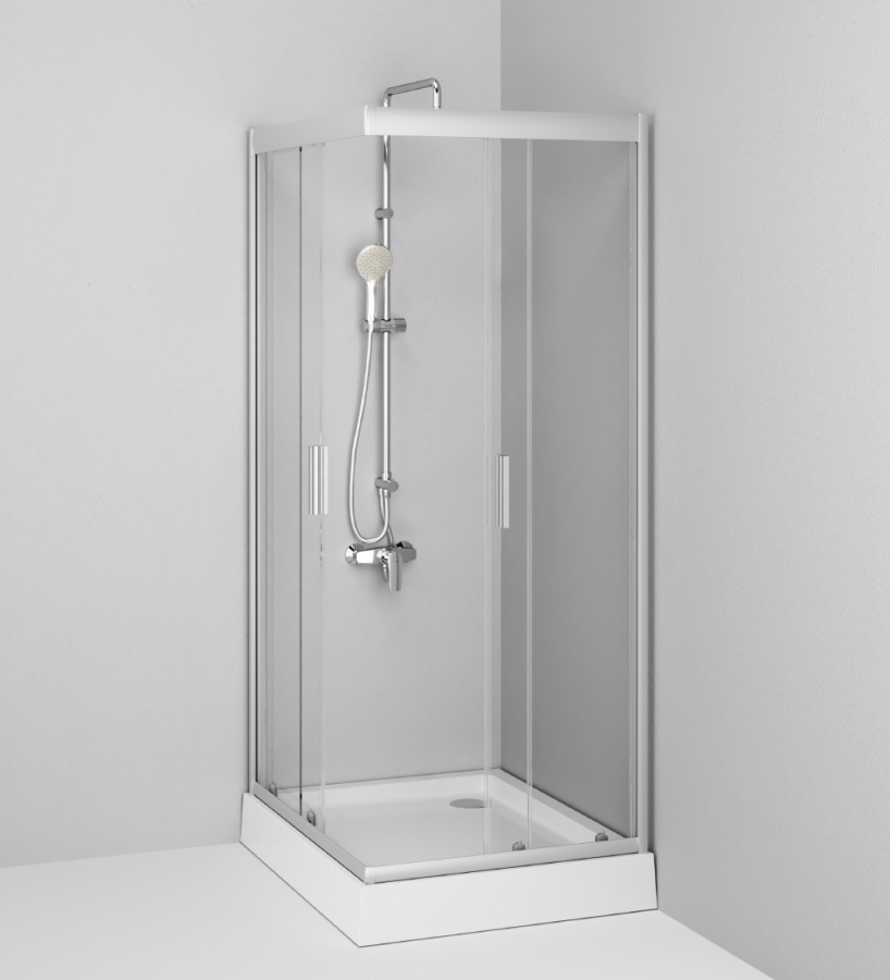 W90G-404-100280-MT душ.ограждение 100х80 прям.стекло прозрачное профиль мат.серебробез поддон AM.PM Gem - Вид №2