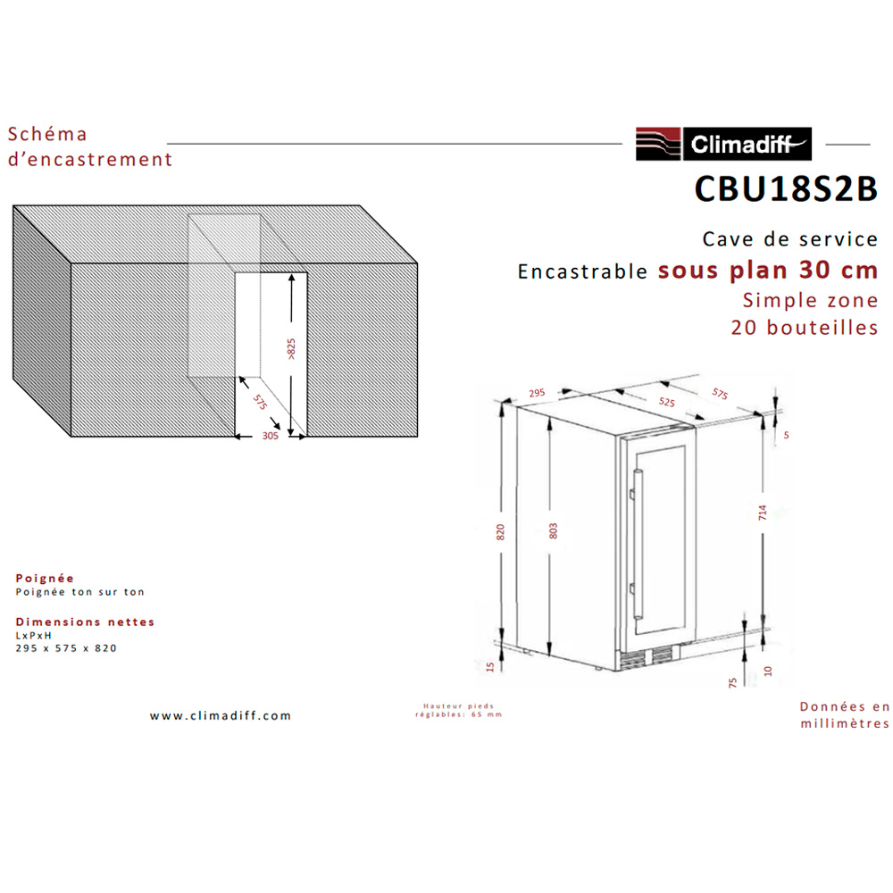 9988983 Винный шкаф Climadiff CBU18S2B черный STDN-0007506 - Вид №8