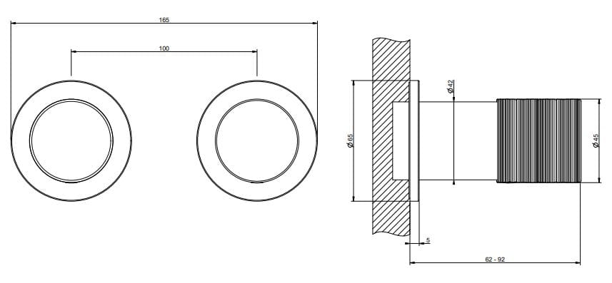 Хромированный латунный смеситель для душа с 2 отверстиями Gessi Habito ARCH-00037710 - Вид №2