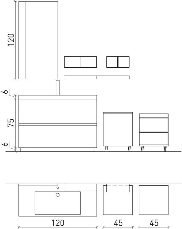 Archeda Мебель для умывальника напольная с ящиками Linea sun-id-1460035 - Вид №5