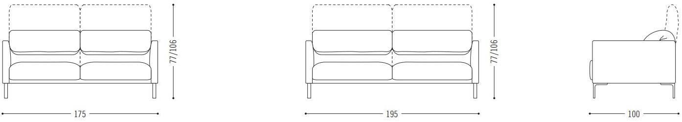 COR 3-х местный тканевый диван с подголовником Avalanche sun-id-1360345 - Вид №4
