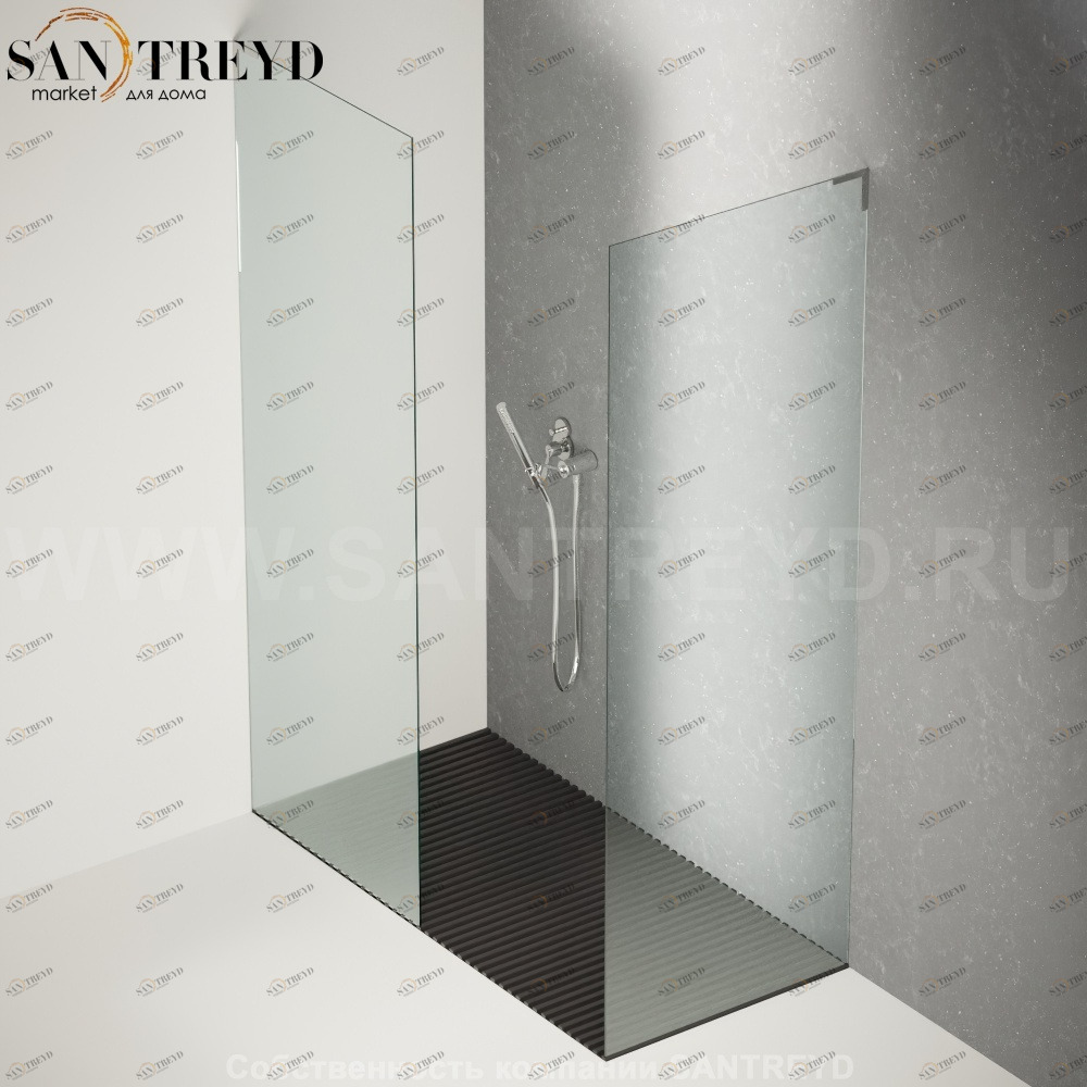 Душевое ограждение FLAT D подрезаемое, стеклянная прозрачная перегородка с поддоном из темного дуба. Размеры: глубина от 70 до 95 см, длина от 140 до 160 см Agape DC60140160700950WO